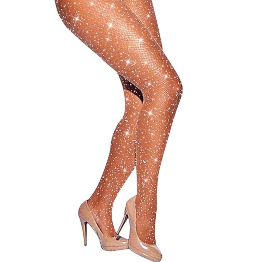 Sexy High Waist Tights‎ Sparkle Rhinestone Fishnets